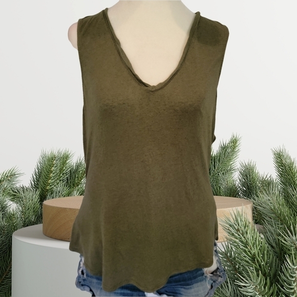 TROUVE Army Green Open Back Tank Size L - Picture 3 of 10